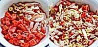 Салат "Тасмания" (шампиньоны, сыр, куриная грудка, помидоры, чеснок, майонез)